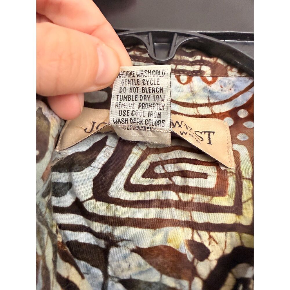 Johari West Batik Shirt | 100% Cotton Hand-Dyed Button Down | Size M - Picture 5 of 6